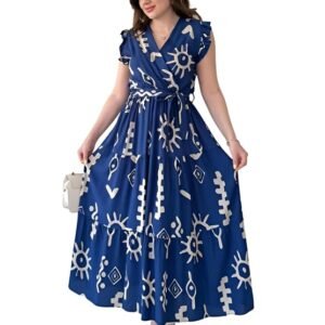 KZULLY | Dress for Women Western Maxi Style, Ethnic Look Outfit for Women, A Line Flared Pattern, Indo Western Dresses, One Piece Long Gown